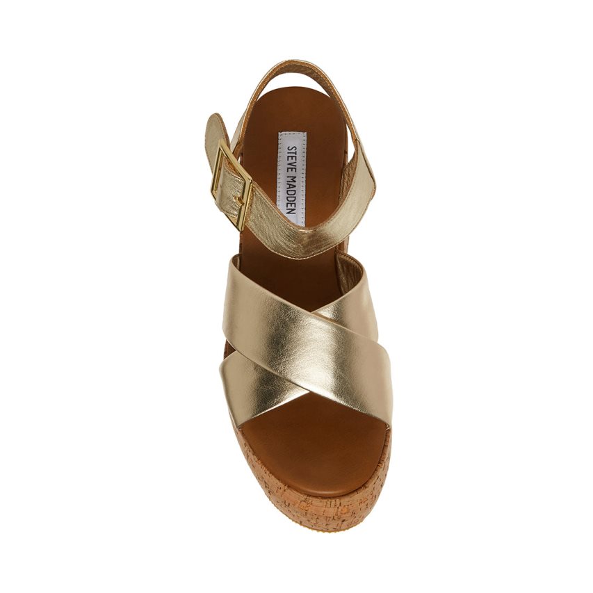 Sandalias de Plataforma Steve Madden Palmer Cuero Mujer Doradas | ES OB063S